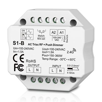 Dimmer monocanale azionabile con RF+PUL - per scatola 503 - TRIAC