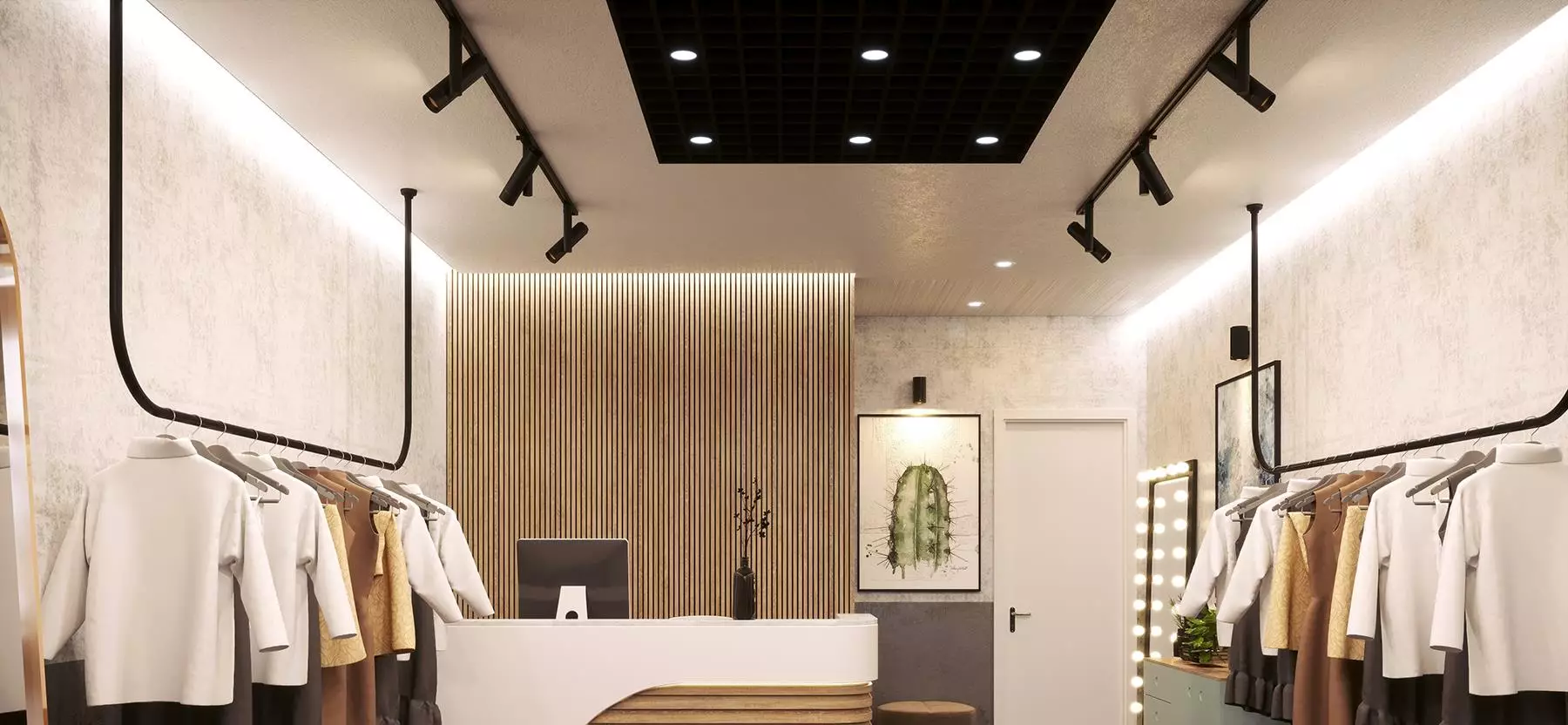 illuminazione d'ambiente in uno showroom